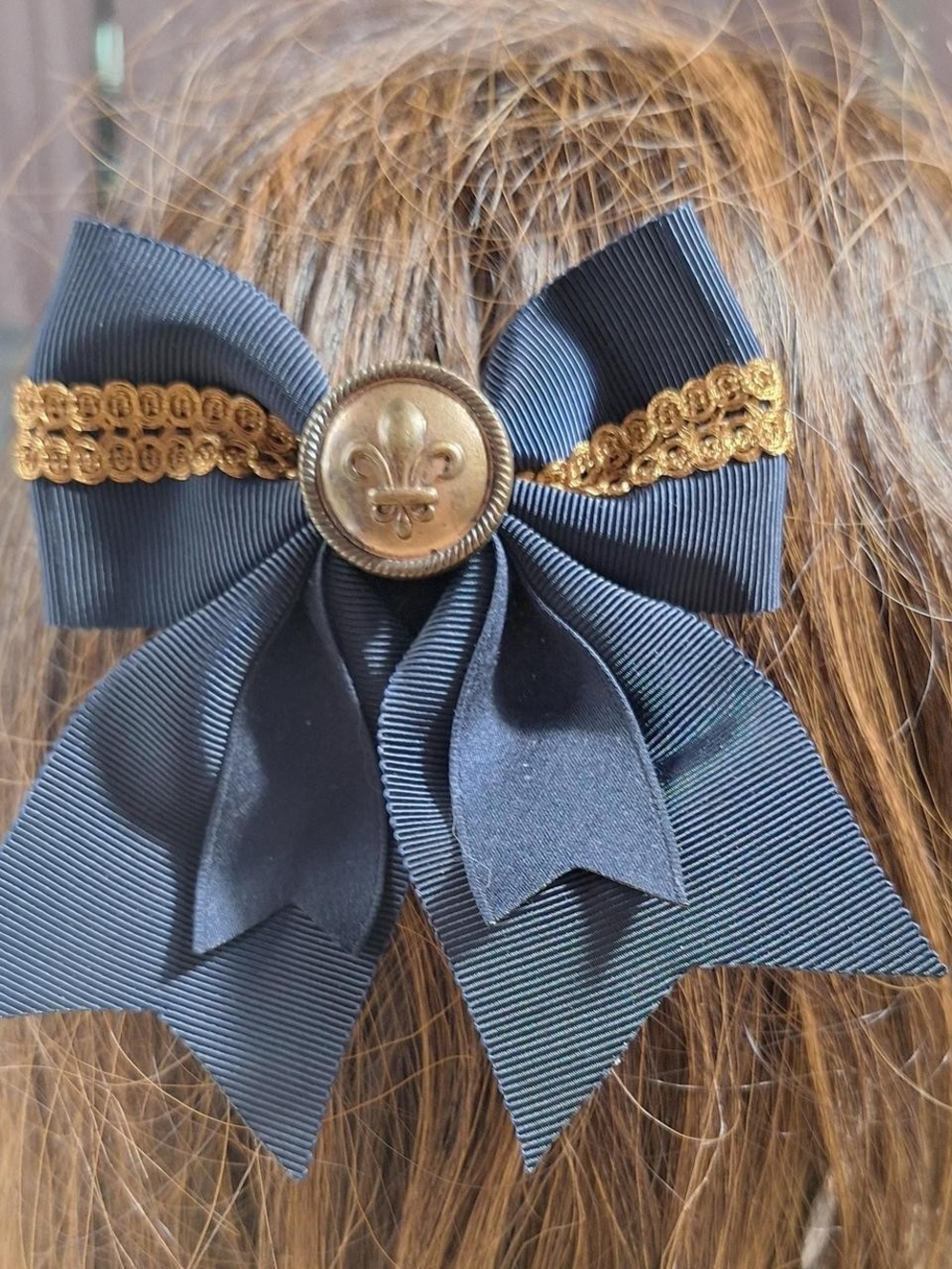 Innocent World Navy & Gold Braid Hair Bow Clips | Set of 2 | Classic Lolita